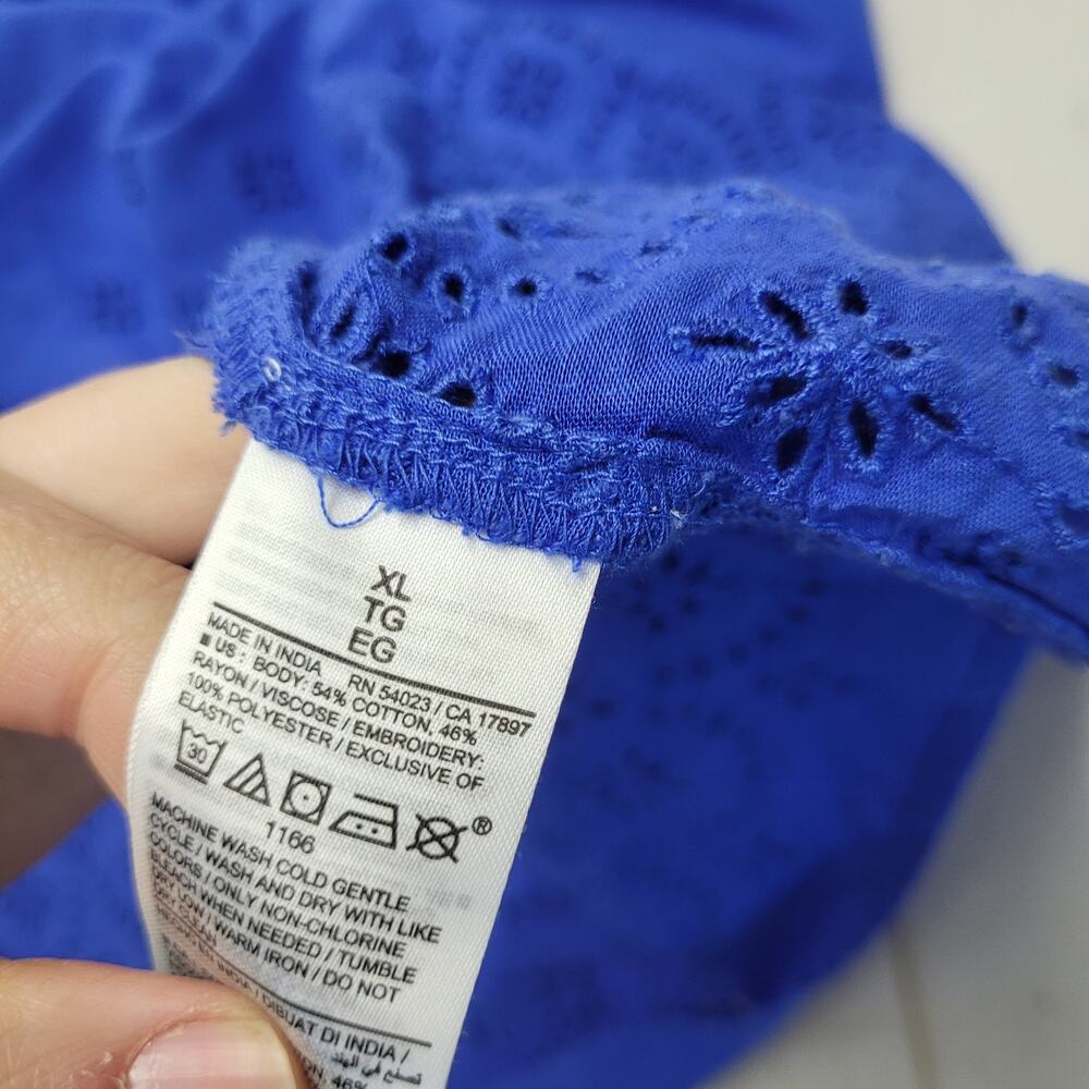 Old Navy smocked tank maxi cami dress eyelet embroidered XL blue - Picture 7 of 7